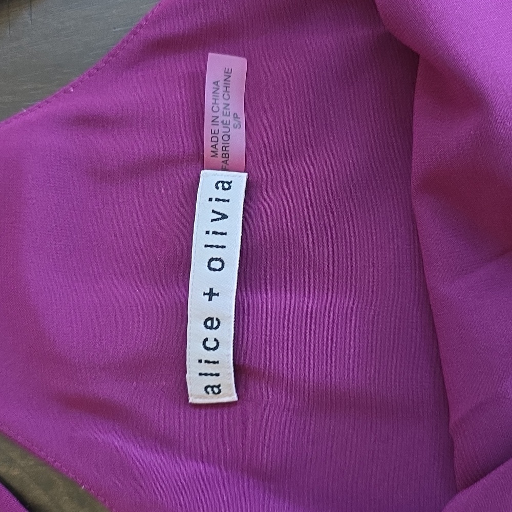 Alice + Olivia Fierra Racerback Silk Mini Slip Dress Burgundy Purple, Size S/P - Picture 8 of 9